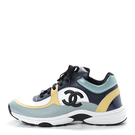 chanel sneakers blue and yellow|authentic Chanel sneakers.